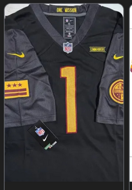 Men Washington Commanders 1 Deebo Samuel SR Black Nike Jersey